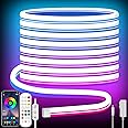 Tyute LED Neon Rope Lights,5m RGB LED Rope Lights with Remote APP Control Waterproof Flexible Neon Strip Lights 24V RGB Rope Lights for Bedroom Room Outdoors Decor