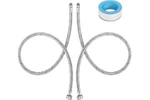 HFDONGL 2 Piezas Extensión de Manguera de Conexión para Grifo G3/8 x M10 Mangueras Trenzadas de Acero Inoxidable 80 cm Manguera Grifo Cocina con Cinta de Sellado Tubo Ducha Flexible para Grifos Mezcladores