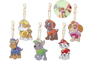 PHILOCTES 6 Pièces Diamond Painting Porte-clés,Peinture Diamant Chien Pendentif,5D DIY Diamond Painting Animaux Enfants,Décoration de Pendentifs Cadeau Anniversaire Garçon Filles