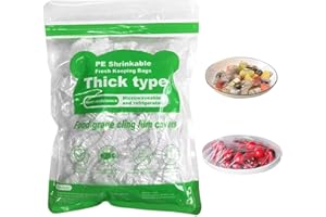 GAOHAN 100Pcs Shrinkable Fresh Keeping Bags,Reusable Elastic Cling Film Bag,Food Storage Covers,Universal Elastic Stretch Bowl Lids For Fruit/Vegetable/Meat/Sandwich Preservation and Food Storage