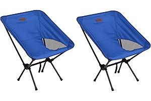 Rainberg Ultra Lightweight Camping Chair, Folding Chair, Camping Chairs for Adults, Foldable Garden Outdoor Picnic BBQ Chairs. (Pack of 2, Blue)