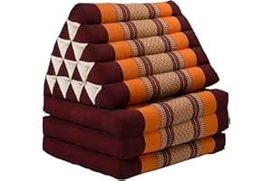 Fine Asianliving Cuscino Materasso Thailandese Triangolare 54x180x6cm XL Kapok Rosso Arancione Cuscino Thailandese Materasso Triangolare Kapok Thai Meditazione da Yoga