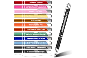 FRIUSATE 12Pcs Funny Cheeky Slogan Pens for Work - Novelty Rude Black Ink Retractable Ballpoint for Colleagues, Women, Men - Office Quirky Leaving Gift