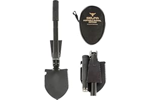 XFLYP Multifunzionale Vanga Pieghevole, Pala da Giardino Portatile con Borsa, Ideale per Campeggio, Trekking, Saccopelismo, Giardinaggio, Sopravvivenza, Pesca (Nero)