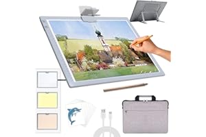 IVAOOZE Tablette lumineuse a3 rechargeable avec sac&Support,3 couleurs dimmables et 6 niveaux de gradation table lumineuse a3 pour le dessin, diamond painting, la peinture,la visualisation aux rayons X (gris)