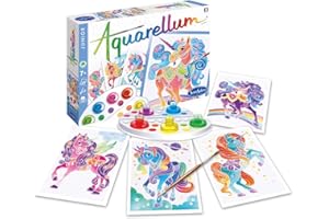 SentoSphère - AQUARELLUM JUNIOR - LICORNES - Kit peinture - Peinture Aquarellable Magique - A partir de 7 ans - fabriqué en France, Bleu