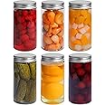 ECVV Clear Round Plastic Jars Bottles Containers with Silver Ribbed Lids, Straight Cylinders Storage Canisters for Food & Home Storage (6 Pack / 560ml)