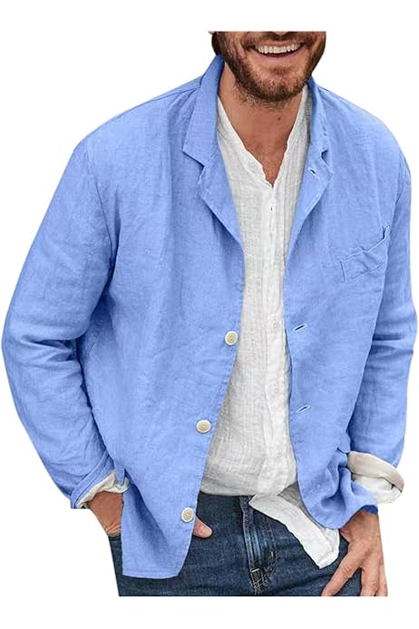 Blazer Uomo Estivo Giacca Uomo In Lino Estiva Leggera, Casual