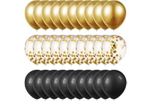 tao pipe Globos Dorado y Negro Globos de Confeti de Oro, 30 Globos de Látex Metálico 12"/30cm Globos para Fiestas Decoracion Cumpleaños Boda Bautizos Ceremonia Balloons(Negro Oro)