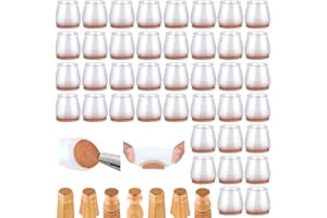 Ouprisks 40 Stück Stuhlbeinkappen mit Filzpads, Transparent Silikon Stuhlbeinschoner(Fit 15-24mm), Stuhlbeinschoner für Schutz von Möbeln, Hartholz und Fliesenböden vor Kratzern (clear, S(Fit 15-24mm)