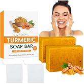 2PCS Natural Turmeric Soap, Turmeric Lemon Kojic Acid Soap, Dark Spot Remover for Face and Body, Kojic Acid Soap for All Skin