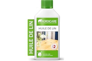 Nordicare huile de lin [500ml] huile de lin pour bois universel I protection du bois 100% biologique I huile de lin bio pour bois interieur et exterieur I huile bois, huile de lin cuite