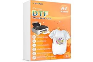 TRILINK DTF Transferfolie Papier A4 (21 x 29,7 cm) - 30 Blatt, Premium doppelseitig matt klar PreTreat Blätter - PET Wärmetransferpapier für Sublimationsdrucker Direktdruck auf T-Shirts Textil