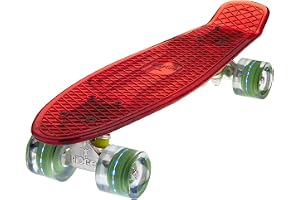 'Ridge Skateboards Complete Blaze 22'' Mini Cruiser Skateboard w LED Wheels and Transparent Deck'