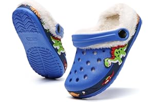 FLIOZY Kinder Winter Clogs Warme Gefüttert Weichem rutschfeste Gartenschuh Jungen Plüsch Pantoffeln Licht Hausschuhe Indoor Outdoor