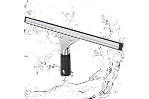 KASANNI Raclette à vitre Professionnelle, Raclette Vitre en Acier Inoxydable avec Lame de 30 cm, pour Nettoyer et Sécher Le Verre, Le Carrelage, Les Fenêtres, pour éliminer Toute Trace D’Eau (Noir)