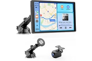 Avylet Écran CarPlay et Android Auto sans Fil 8'' avec Caméra de Recul AHD 1080P, Mirror Link, Commande Vocale, Appels Mains Libres, Bluetooth, Mise à Jour OTA, Navigation GPS, AUX, FM