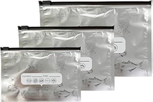 WACCOMT Pack 20 Bolsas reutilizables de aluminio para congelador, de tipo stand up, con cierre hermético, para almacenar carne, mariscos, verduras, frutas y otros alimentos (Mediano, 23x17 cm)
