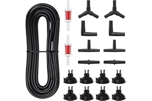 Pawfly 7,5 m Schwarzer Aquarium Luftschlauch Standard Aquarium Luftpumpenzubehör Set mit Saugnäpfen Anschlüssen und Rückschlagventilen