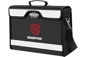 ENGPOW Fireproof Document Box Money Document Bag Fireproof and Waterproof Safe Bag Durable Storage Bag for Documents,Letter,Contract,Certificate,Money,Laptop Valuables (Lockable)