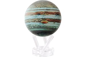 Globe MOVA Jupiter 11,5 cm – Globe Rotatif avec Lumière pour Bureau ou Étagère | Sans Piles ni Câbles | Décoration Spatiale au Style Flottant