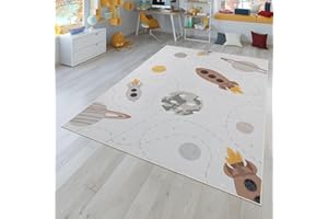 TT Home Tappeto Stanza Bambini Auto Bambini Motivo Con Animale Antiscivolo, Colore:Beige Marrone Giallo, Dimensione:100x200 cm