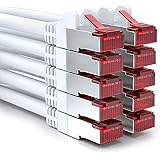 deleyCON 10x 0,5m CAT6 Patchkabel S/FTP PIMF Schirmung CAT-6 RJ45 Netzwerkkabel Ethernetkabel LAN DSL Switch Router Modem Acc