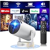 Mini Projector with Speaker, Support 4K WiFi Bluetooth, 220° Rotation, Keystone Correction Short Distance Smart Portable Proj
