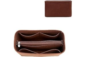 Mausouca Filz-Geldbörsen-Organizer mit Reißverschluss, Taschen-Organizer-Einsatz für Damen, perfekt für die Tragetasche von Neverfull (Kaffee, klein)