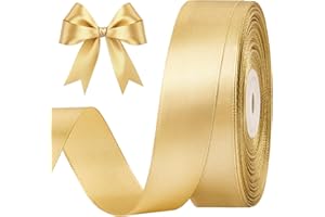 Cydaluya 22M Ribbon for Gift Wrapping,20mm Wide Champagne Gold Ribbon, Thick Fabric Gift Wrap Ribbons for Crafting,Halloween & Christmas,Wedding & Valentine's Day Decoration