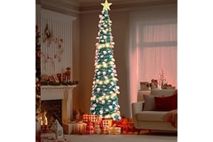 BigKing Árbol de Navidad Artificial, 15in x 5FT, Árbol de Navidad Plegable Con Soporte, Decoraciones Perfectas para Cumpleaños, Fiestas, Casas, Apartamentos, Chimeneas (Estilo Papá Noel)