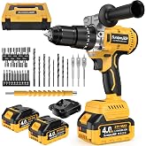 SundpeyPRO Hammer Drill Battery 120Nm &ndash; 21V Brushless Cordless Drill Driver with 2 Batteries 4.0Ah, 20+3 Torque Adjustment El