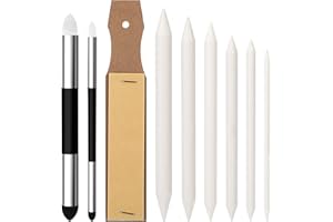 JIYIN 9 Papierwischer Set, Papierwischer Bleistift um Zeichnen Skizzen Papierwischer Doppelköpfe Papier Stift mit Schleifpapier und Schwamm Radierstift für Zeichnen Skizze