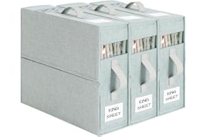 Dimoxii 3-Pack Boîte de Rangement pour Drap de Lit, Caisse de Rangement en Tissu Pliable pour Housse de Couette, Organisateur de Rangement pour Linge sous Lit et Placard (VERT)