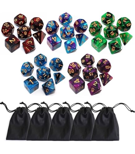 Polyhedral DND dobbelstenen set glitter dobbelstenen voor kerker en draken D&D RPG rollenspel groen mix zwarte nevel dobbelstenen