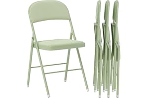 HOMCOM Lot de 4 chaises Pliantes chaises de Salle à Manger Portables intérieur avec assises et dossiers rembourrés en Velours et Cadre en Acier, Charge jusqu'à 120kg, Vert