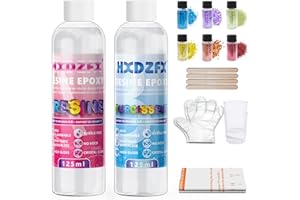 Epoxy Resin Transparente 9.7oz/250ml Kit – 1: 1 Ratio Revêtement en résine époxy cristalline pour bois, bar, table, fabrication de bijoux, décoration artisanale