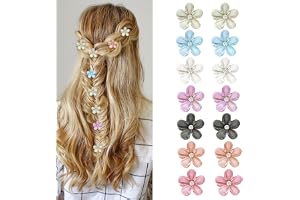14 st små hårklämmor med blommor, 2 cm, flerfärgade med strass, för tjejer och kvinnor, för bröllop och vardagsbruk