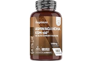 WEIGHTWORLD Ashwagandha KSM-66 Vegana 180 Compresse, 1500mg per Dose, 1 al Giorno (6 Mesi di Scorta), Estratto 12:1 di Integratore Ashwagandha Polvere, Withania Somnifera, Senza Magnesio Stearato, Prodotto in UK