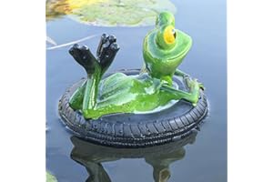 Kertaym Schwimmende Teichdeko Harz Frosch Gartenfiguren Wetterfeste Gartendeko Für Miniteich Balkon Teichdekoration Mit Realistischer Schwimmfunktion (B)
