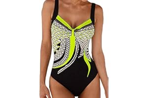 YUSON GIRL Costumi Interi Donna, One Piece Costumi da Bagno Push Up Trikini Imbottito Backless Swimsuit Pin Up Costume Bohemian Beachwear