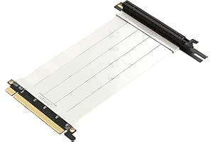 LINKUP - Ultra PCIe 4.0 X16 Câble Riser [Testé sur RTX4090 RX6950XT x570 B550 Z690] Blindé Très Haut Débit Support Vertical Jeux PCI Express Gen 4 |Prise à Angle Gauche{15cm}Compatible 3.0 Gén3 |Blanc
