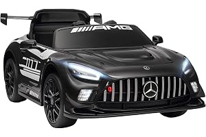 AIYAPLAY Mercedes-AMG Elektrisk barnbil, 12 V, med 2 motorer, 2,4 GHz-fjärrkontroll, LED-ljus, bilhorn, trådlös musik, mjuk s