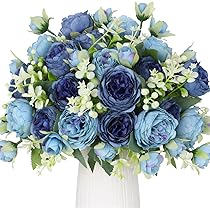 Floweroyal 4 trossen pioen kunstbloemen wit groene bloemen