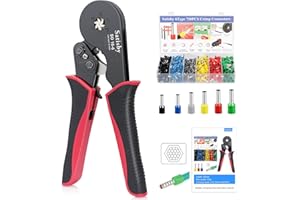 SATISBY Puntalini Elettrici a Crimpare 16mm²-Pinza per Crimpare 0.08-16mm²/AWG28-5 &750piezzi Connettori Elettrici, autoregolabile esagonale pinza capicorda