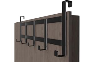 Menz Porte-manteau pour porte, noir - crochet de porte en acier inox, facile à utiliser - support suspension durable, patere peu encombrant 32 x 4 x 11 cm, pour des épaisseurs jusqu'à 2 cm