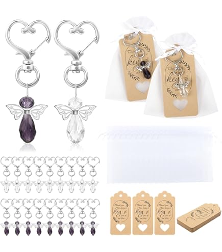 30 Porte-clés Ange Gardien – Petits Cadeaux Mignons Pour Baptême Ou Fête