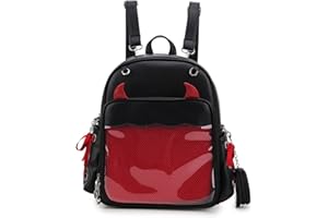 fancybag Ita Sac à dos Pin Display Sac à dos multi-usage pour femme avec insert Design gothique Cosplay Halloween Épingles Émail Sac à bandoulière Punk Noir Sac à main, Noir , L