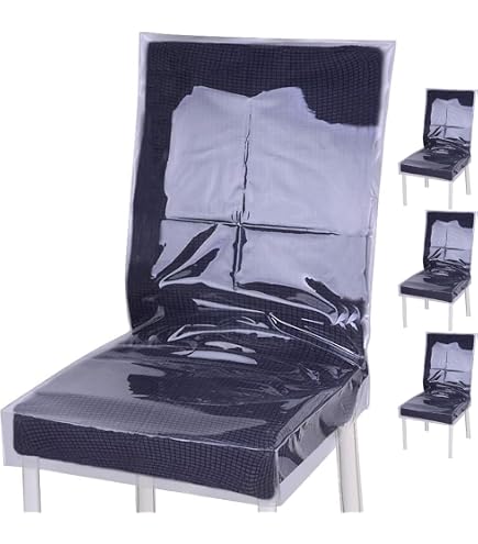 Set Di 4 Coprisedia Trasparenti In PVC, Impermeabili E Antigraffio, Per Sedie Da Pranzo Senza Braccioli, Misure 58x53x45 Cm, Proteggono Da Peli E Macchie