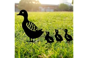 DYBOHF Decorazioni giardino, ferro battuto retrò Ornamenti, realistici ​di anatra Animali per prato, vialetto, marciapiedi, decorazione da giardino（4 pcs） (Nero, Anatra)